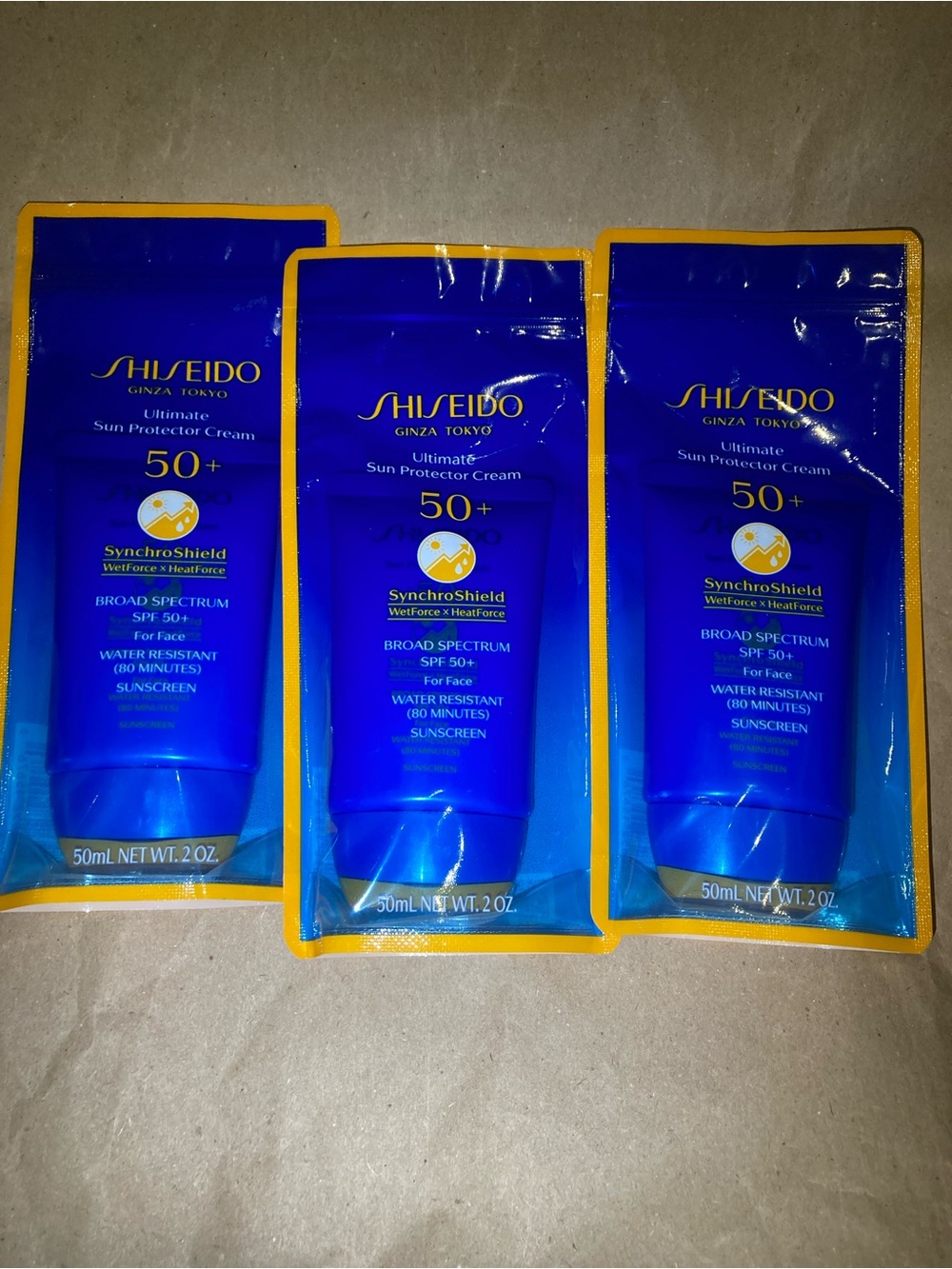 3 x shiseido ultimate sun protector cream
SPF 50+
